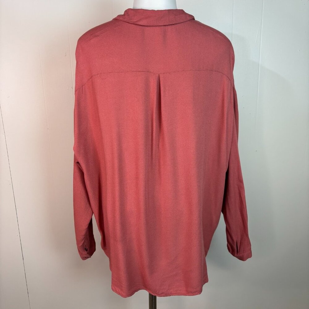 LUSH Top XL Rose Pink Collared Popover Blouse Long Sleeve Women's - Picture 5 of 8